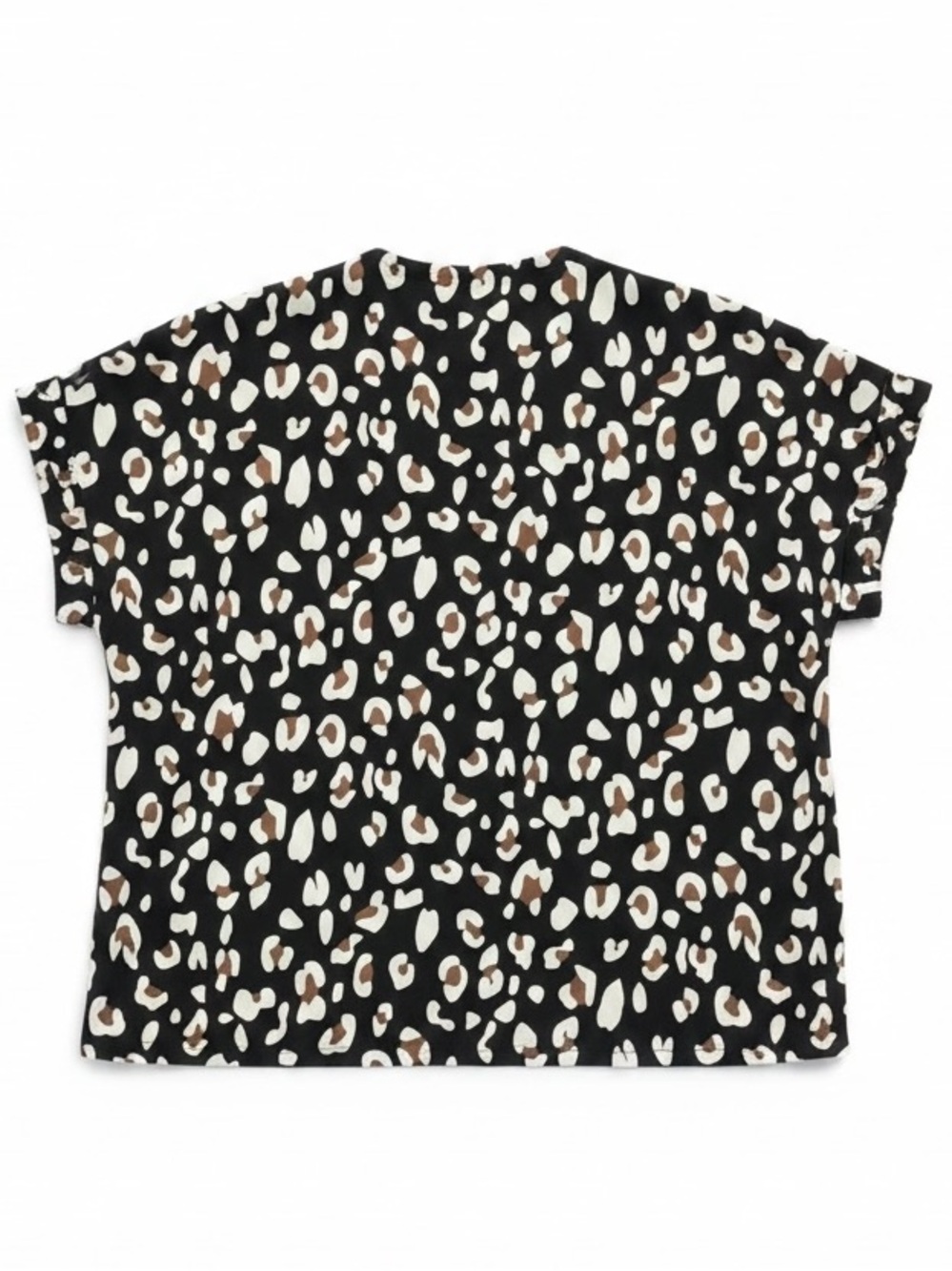 Jodifl Loose Fit Black Leopard Print V Neck Short Dolman Sleeve Boxy Top Medium - Picture 4 of 9
